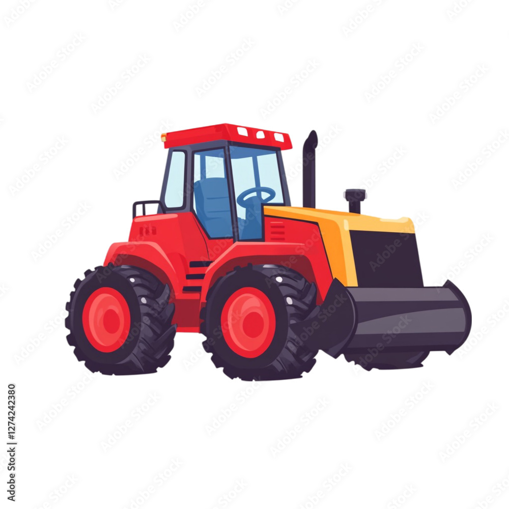 Powerful Red Tractor Ready for Work Strong and Efficient Farm Vehicle Powerful Red Tractor Ready for Work Strong and Efficient Farm Vehicle