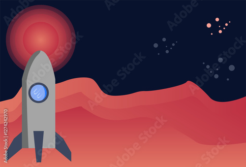 cartoon rocket in space