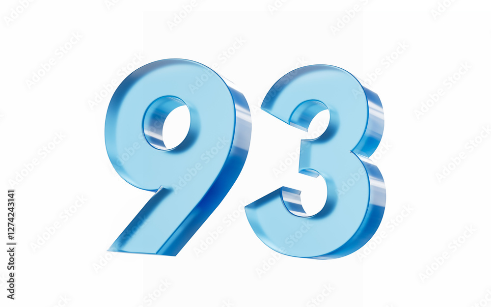 3d Glossy Blue number 93 Ninety three isolated on white background. 3d illustration 3d Glossy Blue number 93 Ninety three isolated on white background. 3d illustration