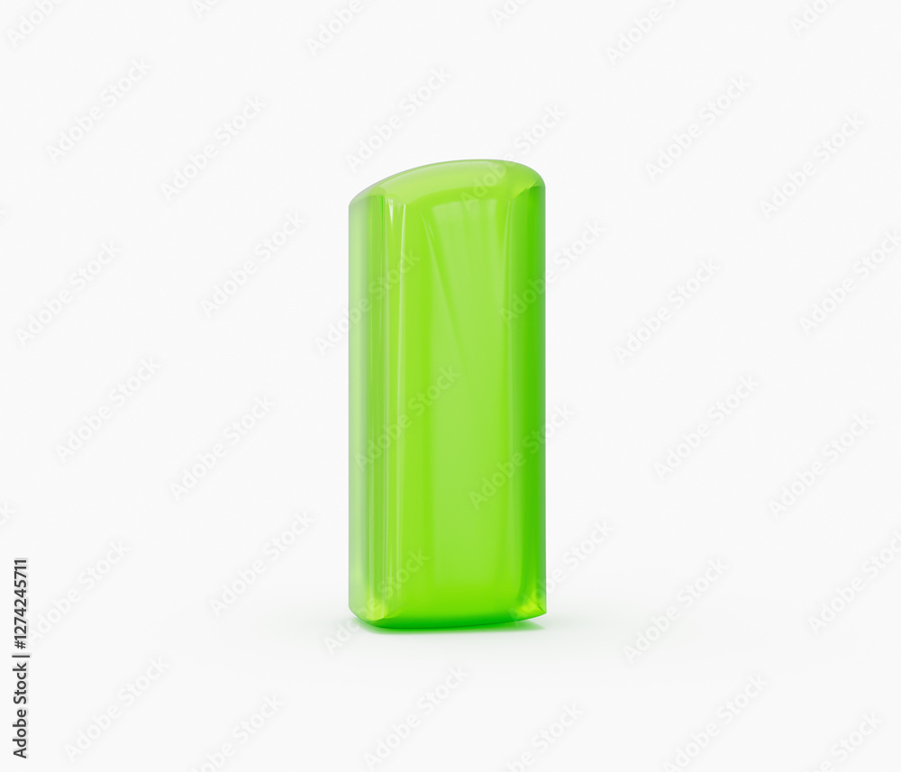 Green colorful shiny jelly alphabet I isolated on white background. 3d illustration Green colorful shiny jelly alphabet I isolated on white background. 3d illustration