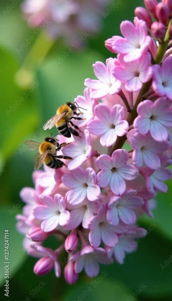 Bees collect nectar from white lilac inflorescences, flowers, nature, bees Bees collect nectar from white lilac inflorescences, flowers, nature, bees
