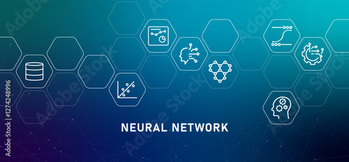 Neural network system gradient header smart adaptive smart technology data processing machine AI artificial intelligence learning engine database analyzing programming icon design