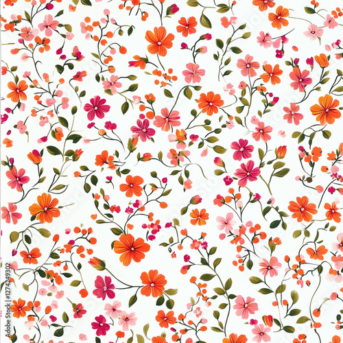 Pretty Flowers on a White Background Aesthetic Floral Pattern for Wedding Invitations, Stationery, and Decorative Art