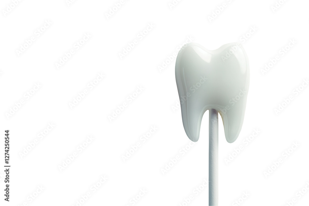 Innovative sugar-free lollipop shaped like a tooth a transparent background for dental awareness Innovative sugar-free lollipop shaped like a tooth a transparent background for dental awareness