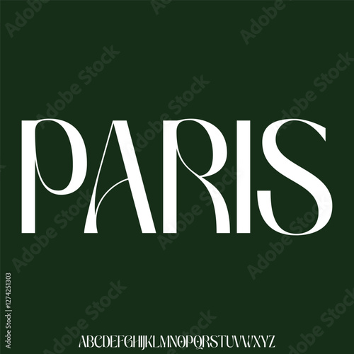 Unique elegant curvy alphabet display font vector illustration. Decorative paris typeface