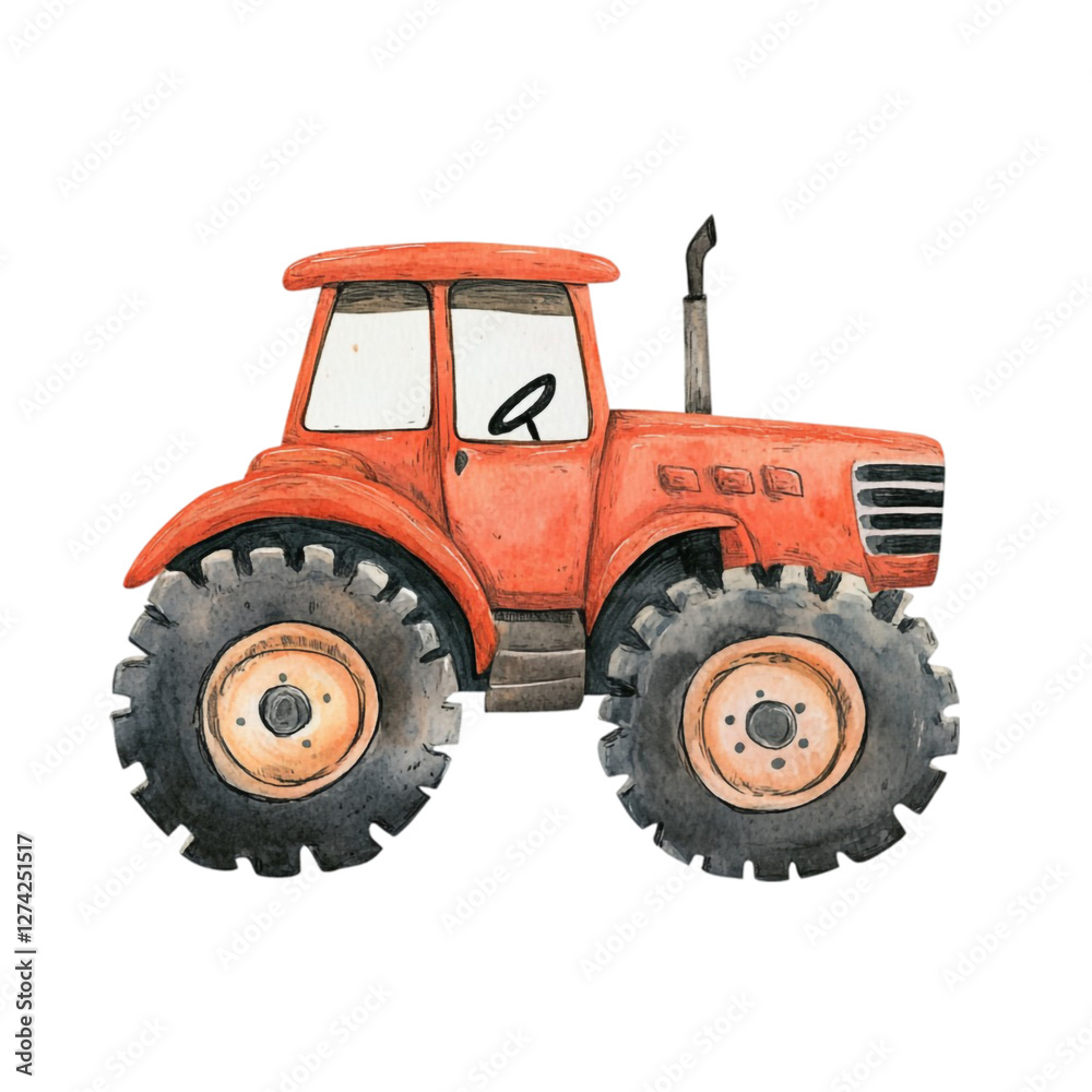 A charming red tractor ready for farm work a symbol of rural life and hardworking spirit A charming red tractor ready for farm work a symbol of rural life and hardworking spirit
