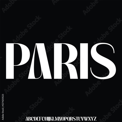 Unique elegant curvy alphabet display font vector illustration. Decorative paris typeface