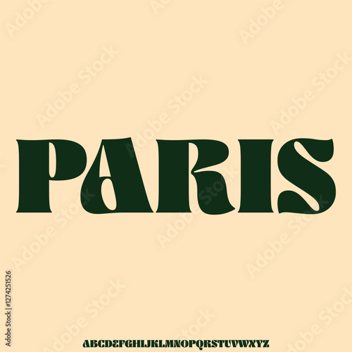 Unique elegant curvy alphabet display font vector illustration. Decorative paris typeface