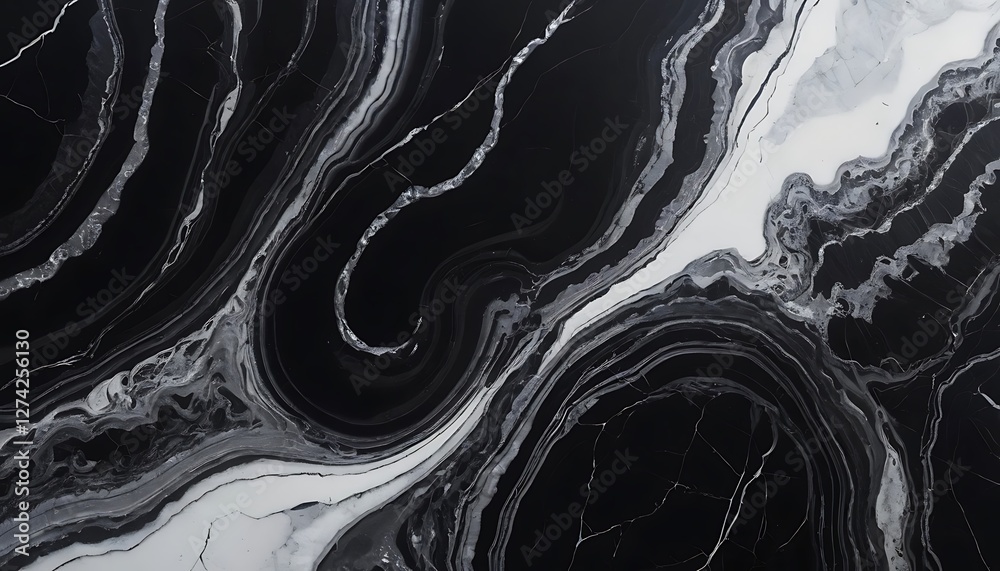 Obraz premium Intricate patterns of monochrome marble veining texture for backdrop