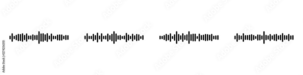 Podcast sound waves set. Waveform pattern for music player, podcast, voise message, music app. Audio wave icon. Equalizer template. Podcast sound waves set. Waveform pattern for music player, podcast, voise message, music app. Audio wave icon. Equalizer template.