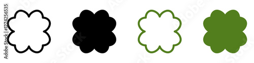Good luck four leaf clover flat icon set isolated on transparent background.