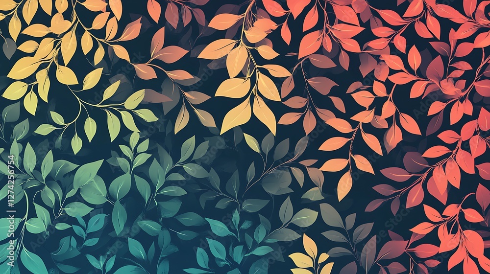 Vibrant Gradient Leaves Botanical Art Design Vibrant Gradient Leaves Botanical Art Design
