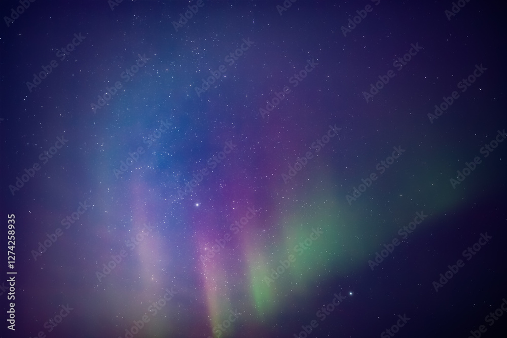 Aurora borealis, polar lights with Milky Way stars. Aurora borealis, polar lights with Milky Way stars.