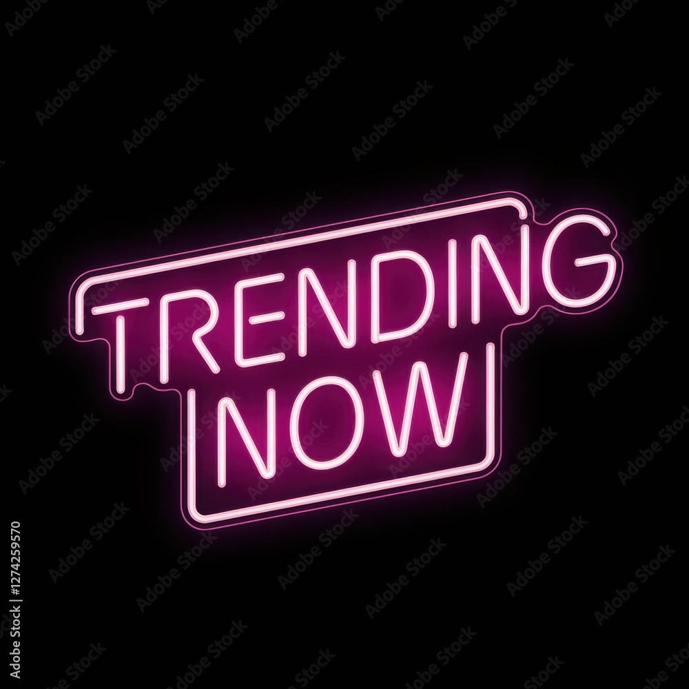 Bright Pink Neon Sign Reading “Trending Now” Bright Pink Neon Sign Reading “Trending Now”