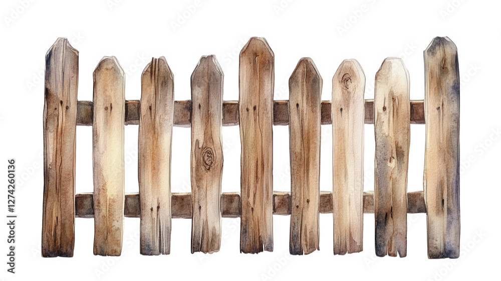 Obraz premium Rustic wooden garden fence with soft brown tones, showcasing natural textures and charming design. Perfect for enhancing outdoor spaces and adding touch of warmth