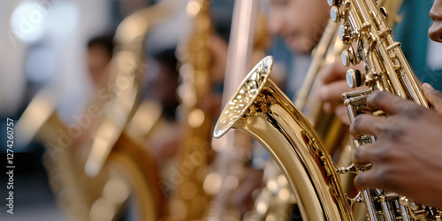 Close-up of Saxophone Player and Instruments