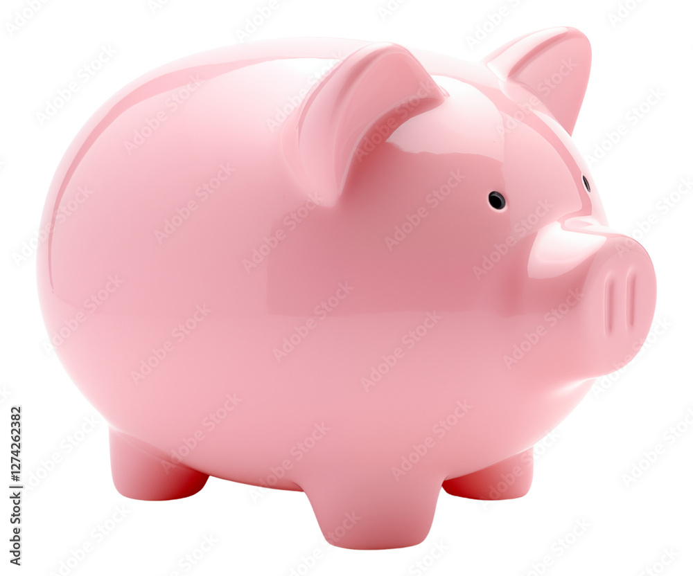 A pink piggy bank with no text, set against a transparent background. Generative ai A pink piggy bank with no text, set against a transparent background. Generative ai
