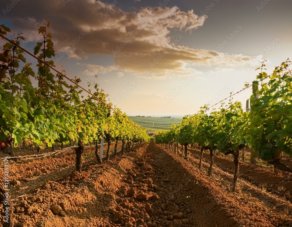 Naklejka premium plantación de uvas en vid
