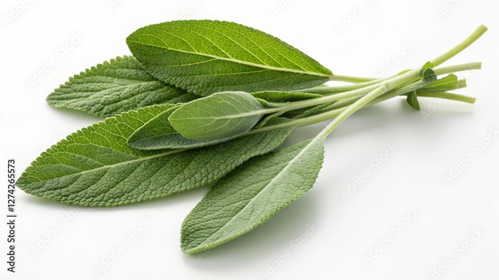 Obraz premium Sage Sprig on White Background