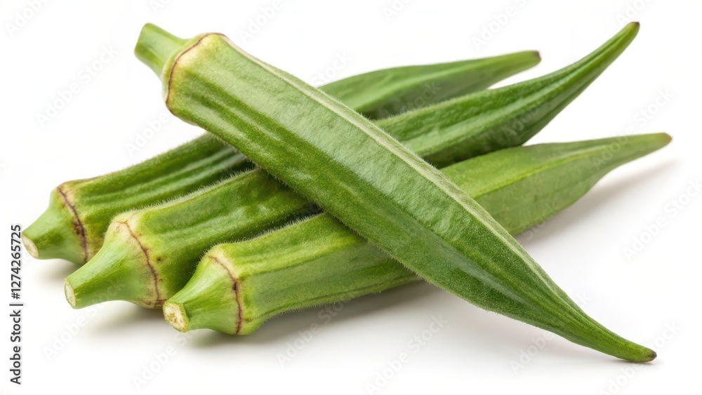 Fresh Okra on White Background Fresh Okra on White Background