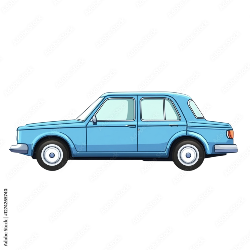 Classic Blue Car Side View Simple Design Nostalgia Trip Classic Blue Car Side View Simple Design Nostalgia Trip