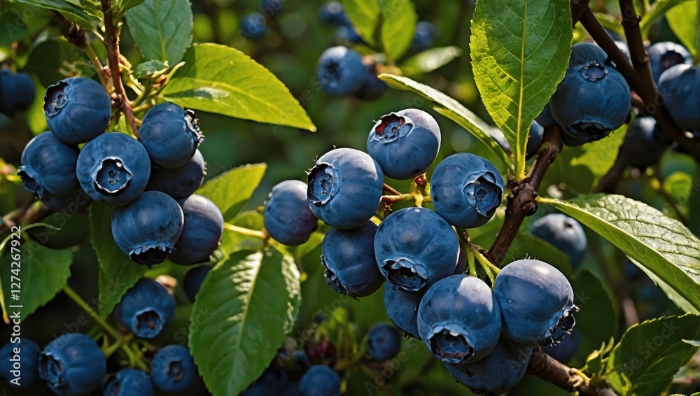 Fototapeta premium Ripe blueberries on a sunny day