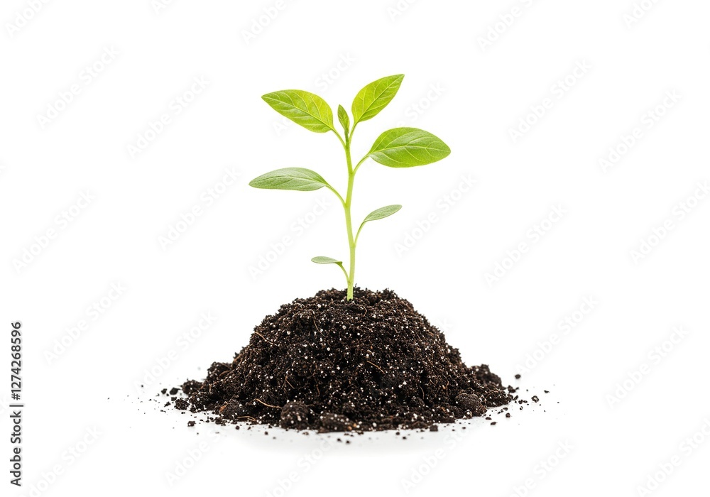 Young Green Seedling Growing in Rich Soil on White Background - Perfect for Environmental and Agricultural Projects.
Young Green Seedling Growing in Rich Soil on White Background - Perfect for Environmental and Agricultural Projects.