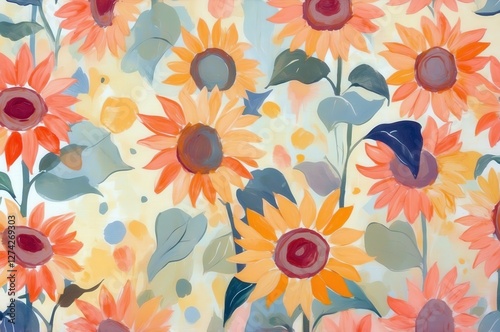 Wallpaper Mural Vintage colorful fantasy dreamy abstract blooming botanical flowers seamless patterns illustration, nature theme concept texture design.
 Torontodigital.ca