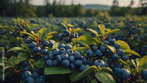 Ripe blueberries on a sunny day