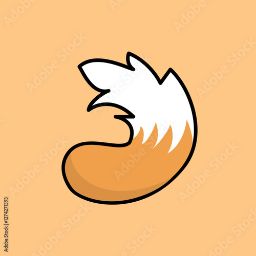 Fox tail element or logo. Cartoon style vector illustration.