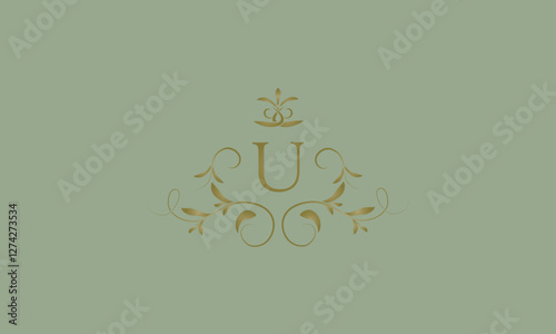 Elegant emblem logo with exquisite letter U. Business monogram emblem icon, symbol. Vector illustration.