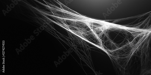 Ыpider web close up  on black background