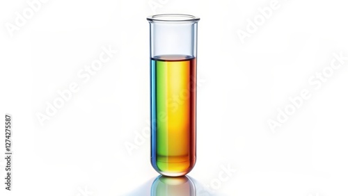 Test tube with layered liquids on white background photo