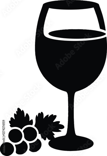 Wine glass with wine for tasting flat vector icon for apps and websites