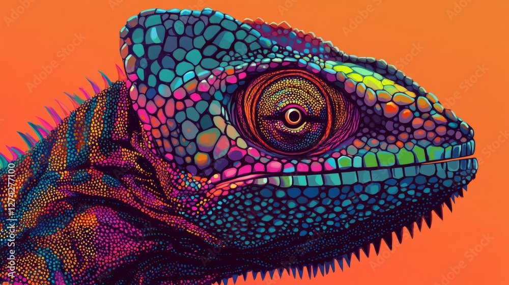 Fototapeta premium Al generated illustration of a colorful chameleon
