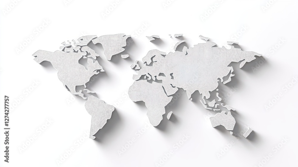 Whiteonwhite abstract world map with shopping cart icons, global ecommerce reach Whiteonwhite abstract world map with shopping cart icons, global ecommerce reach
