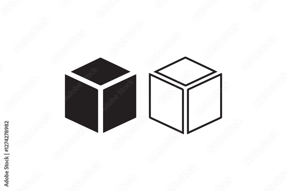 3d cube icon vector silhouette isolated in white background 3d cube icon vector silhouette isolated in white background