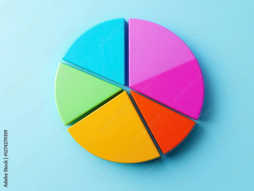 Fototapeta premium Abstract minimalist pie chart with ecommerce revenue segments, financial analytics theme