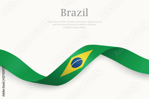 Brazil flag on Waving ribbon