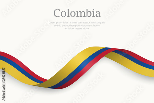 Colombia flag on Waving ribbon