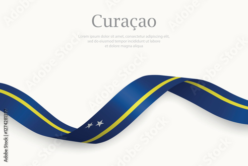 Curacao flag on Waving ribbon
