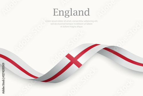 England flag on Waving ribbon