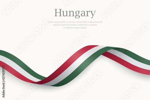 Hungary flag on Waving ribbon