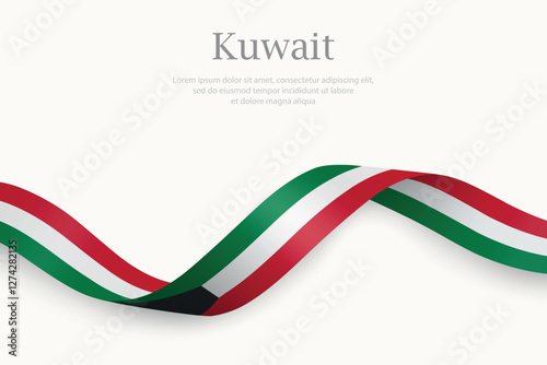 Kuwait flag on Waving ribbon
