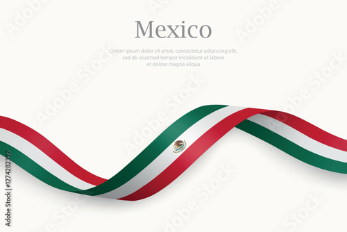 Mexico flag on Waving ribbon