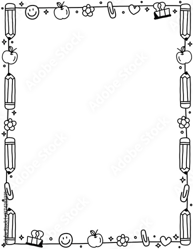 School supplies border clipart. Back to school border. Educational borders and frames. Teacher school border design. Border frame for kids