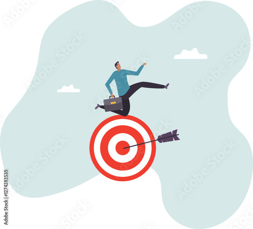 Achieve target, reaching goal or obtain business objective and purpose, accomplishment,business concept.flat character.