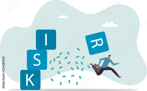 Risk averse, avoid or minimize risk, run away from uncertainty, fear or safety decision for investment, prefer security or stability .business concept.flat character.