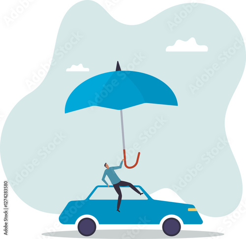 Car insurance, accident protection for vehicle, safety or assurance service .business concept.flat character.