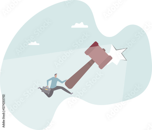 Breakthrough business boundary or limit, breaking the wall to see new work opportunities or career challenge.business concept.flat character.